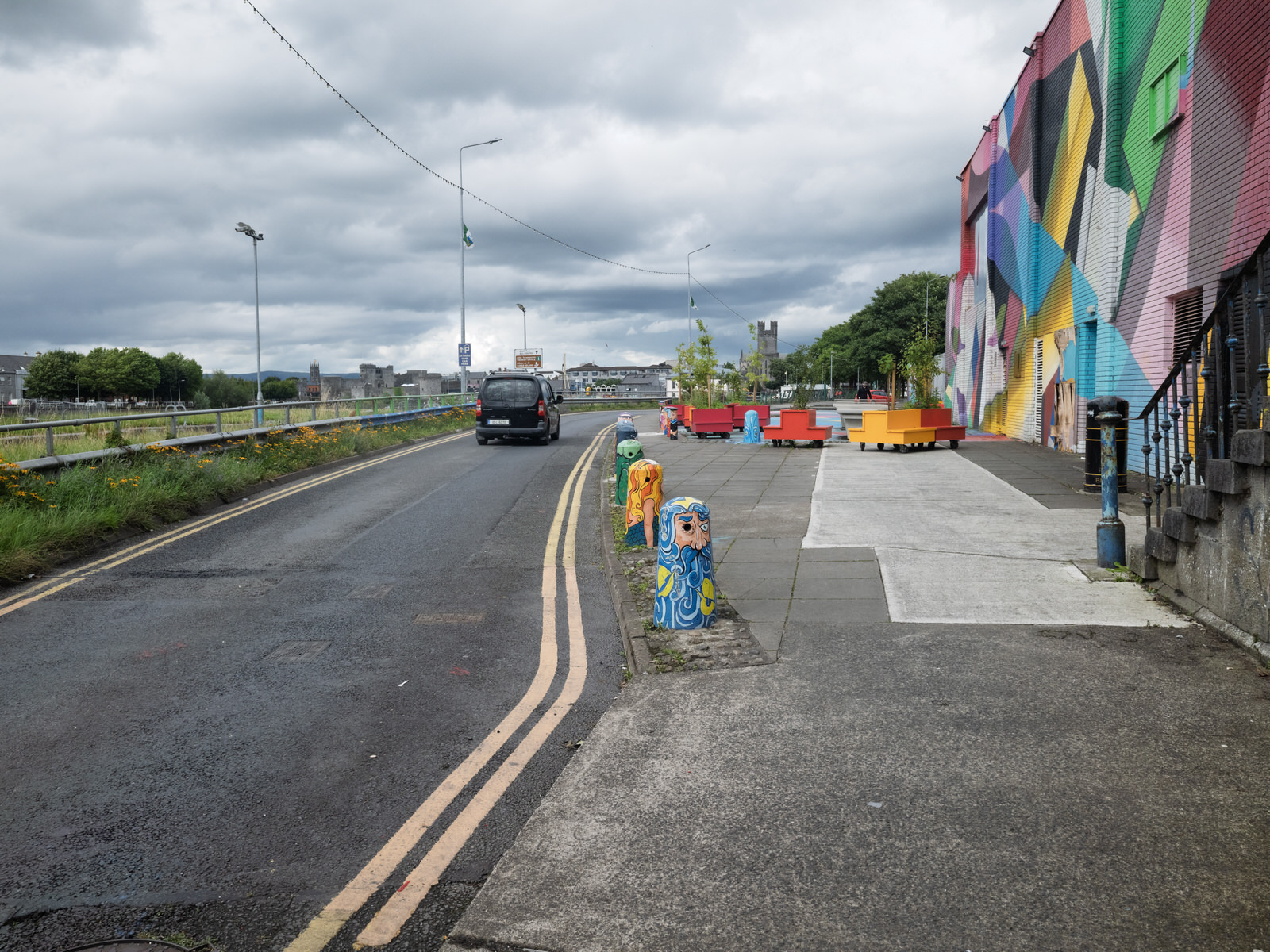 Overview of the Honan's Quay mural by Digo Diego, showcasing its organic forms and vibrant palette, designed to enhance and revitalise the city space