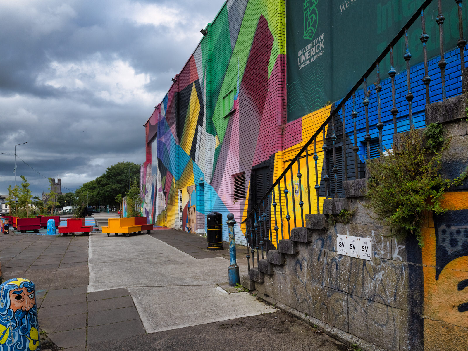 Overview of the Honan's Quay mural by Digo Diego, showcasing its organic forms and vibrant palette, designed to enhance and revitalise the city space