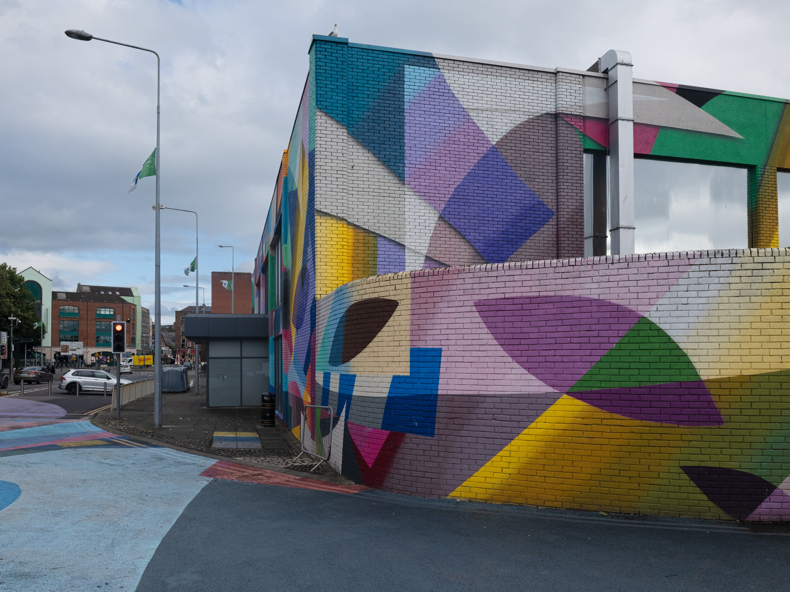 Overview of the Honan's Quay mural by Digo Diego, showcasing its organic forms and vibrant palette, designed to enhance and revitalise the city space