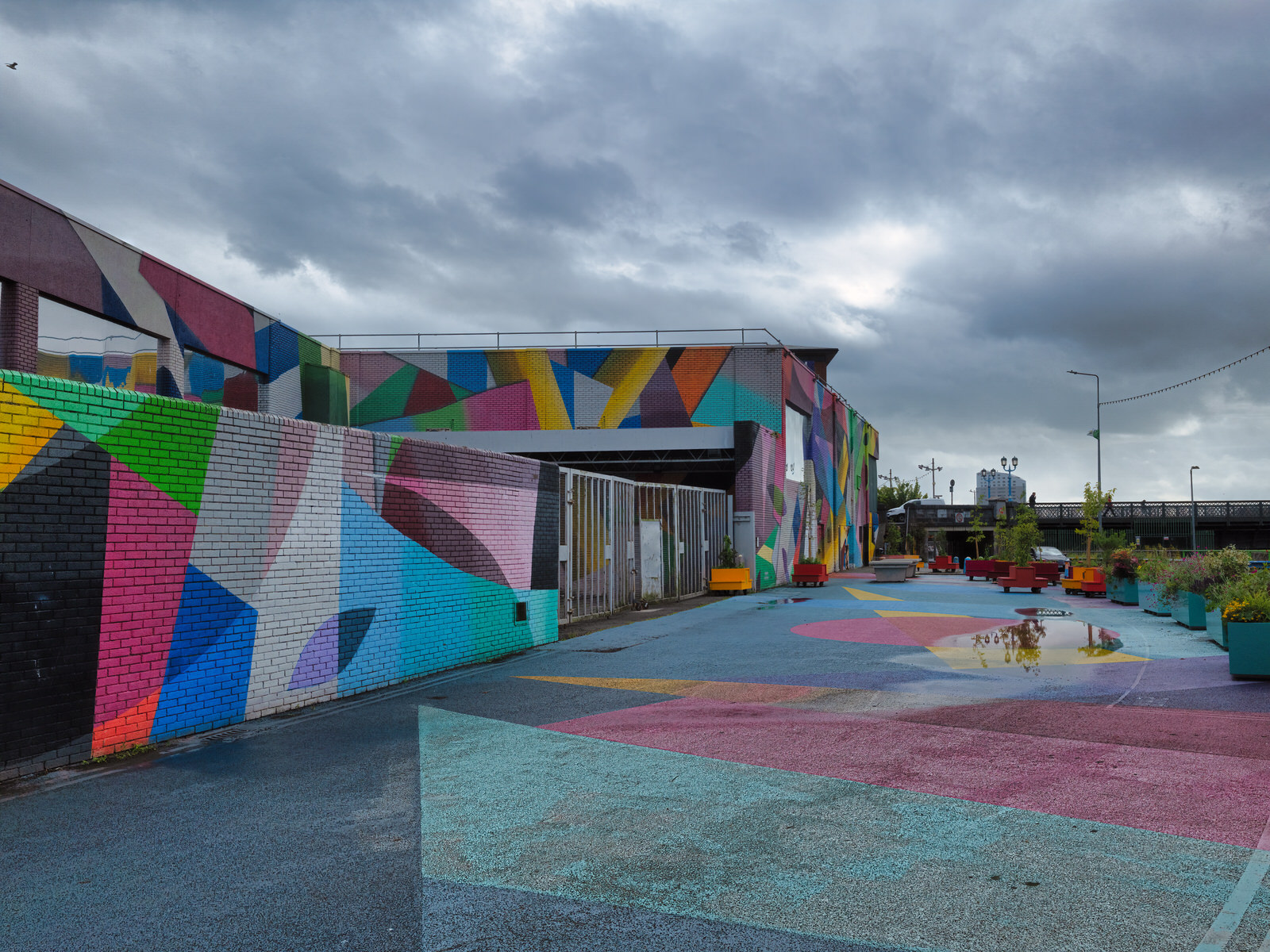 Overview of the Honan's Quay mural by Digo Diego, showcasing its organic forms and vibrant palette, designed to enhance and revitalise the city space
