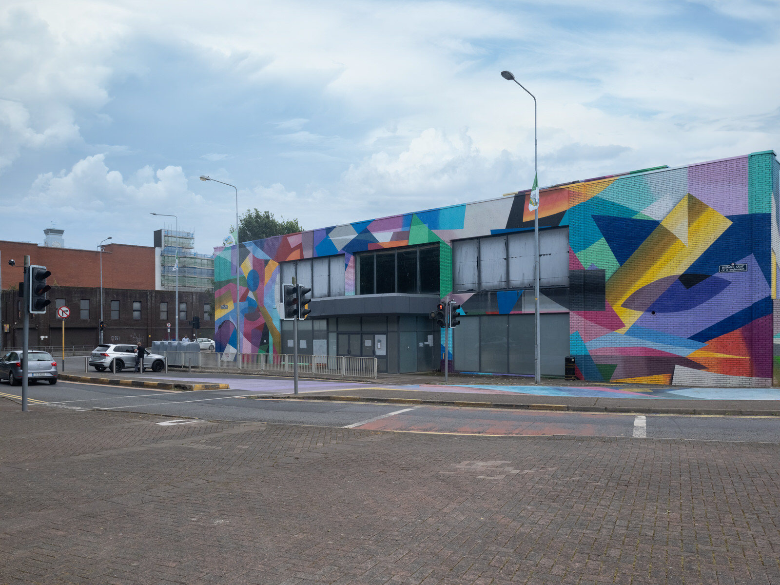 Overview of the Honan's Quay mural by Digo Diego, showcasing its organic forms and vibrant palette, designed to enhance and revitalise the city space