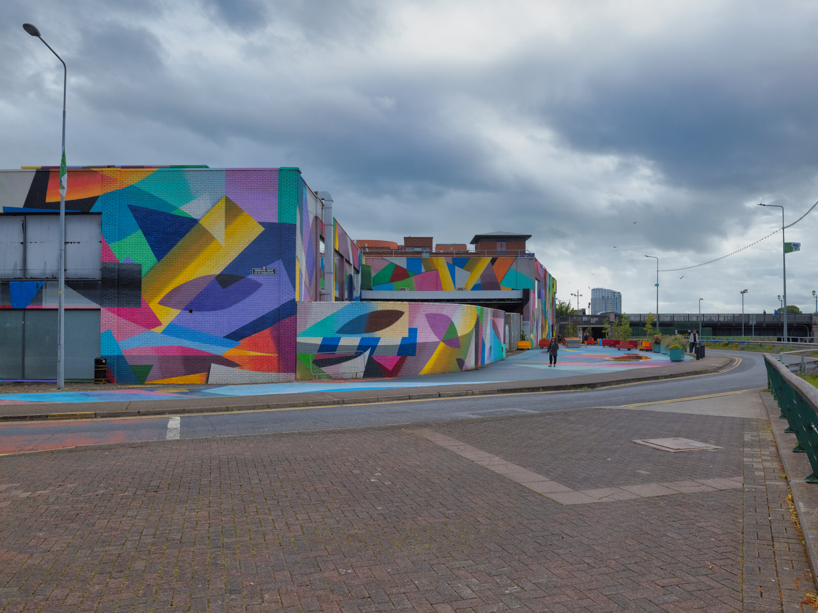 Overview of the Honan's Quay mural by Digo Diego, showcasing its organic forms and vibrant palette, designed to enhance and revitalise the city space