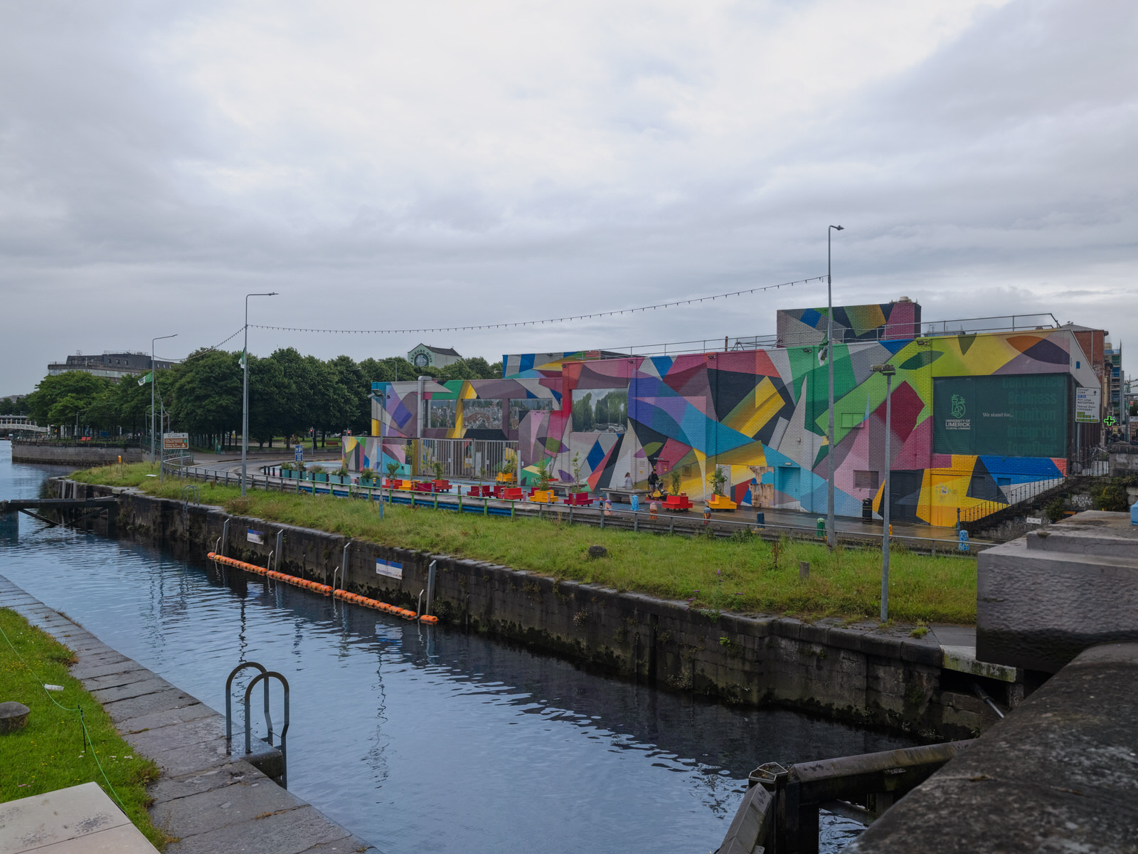 Overview of the Honan's Quay mural by Digo Diego, showcasing its organic forms and vibrant palette, designed to enhance and revitalise the city space