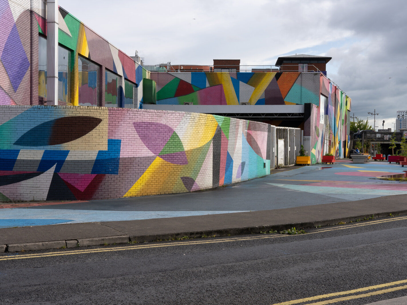 Overview of the Honan's Quay mural by Digo Diego, showcasing its organic forms and vibrant palette, designed to enhance and revitalise the city space
