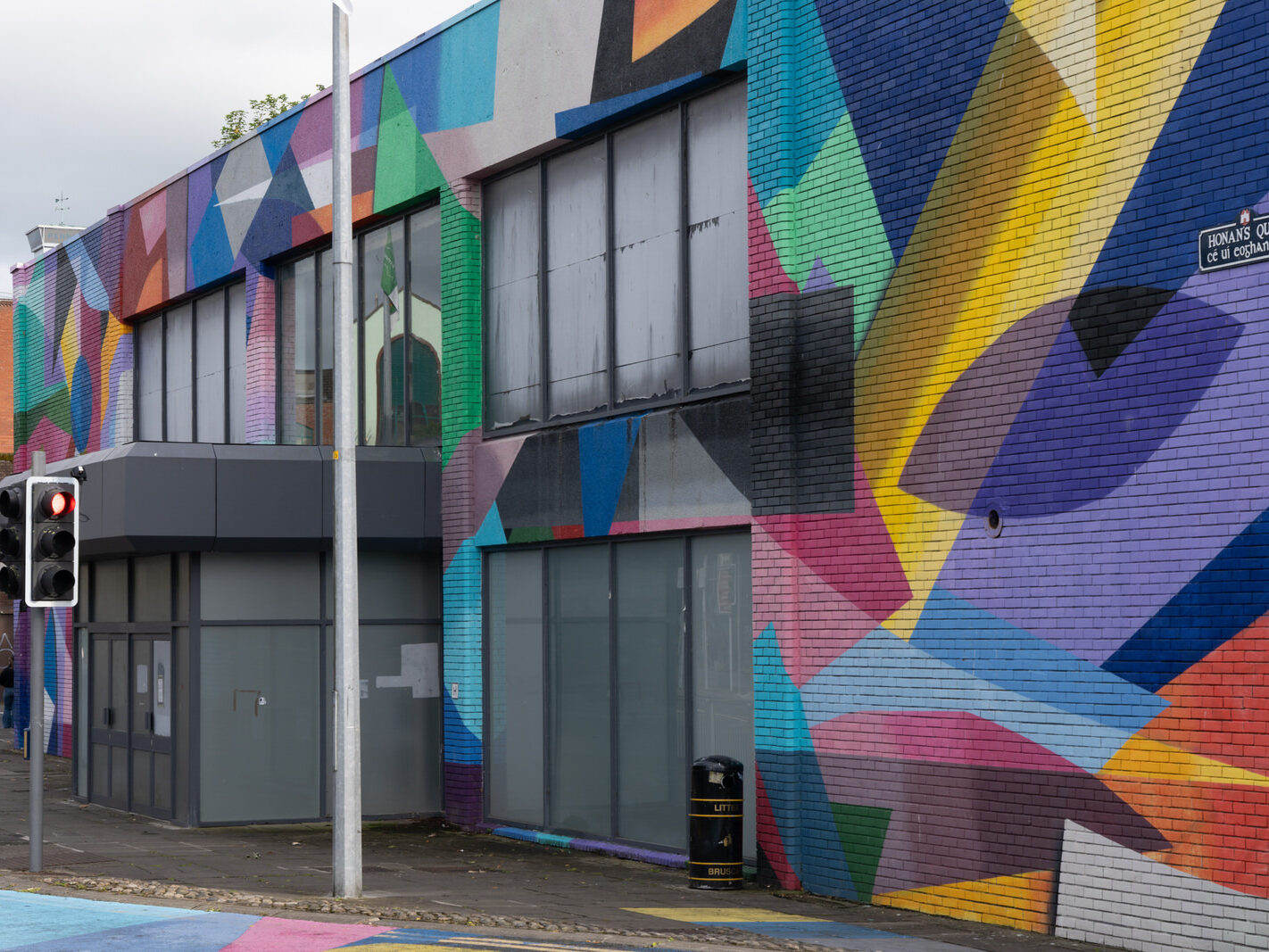 Overview of the Honan's Quay mural by Digo Diego, showcasing its organic forms and vibrant palette, designed to enhance and revitalise the city space