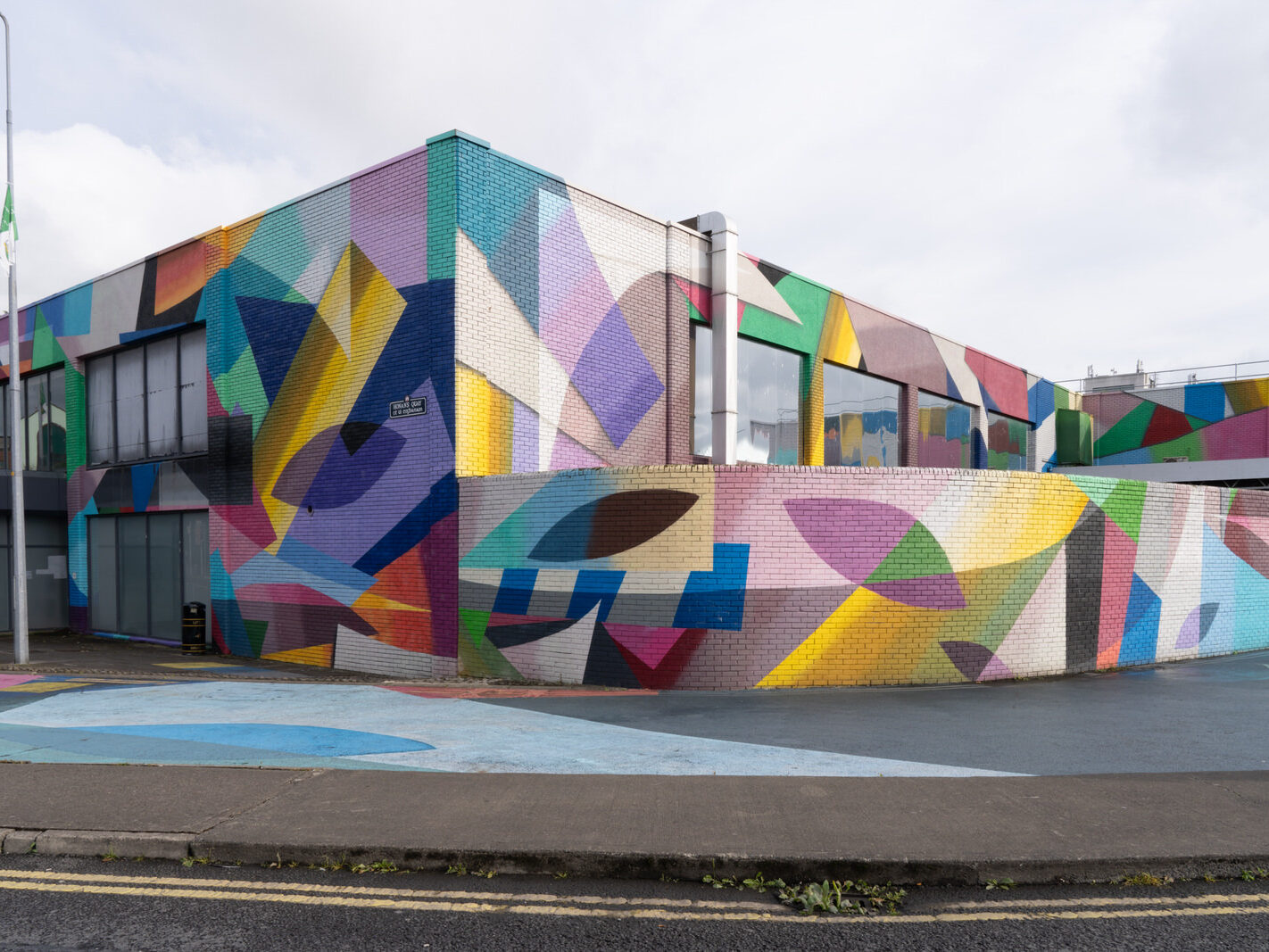 Overview of the Honan's Quay mural by Digo Diego, showcasing its organic forms and vibrant palette, designed to enhance and revitalise the city space