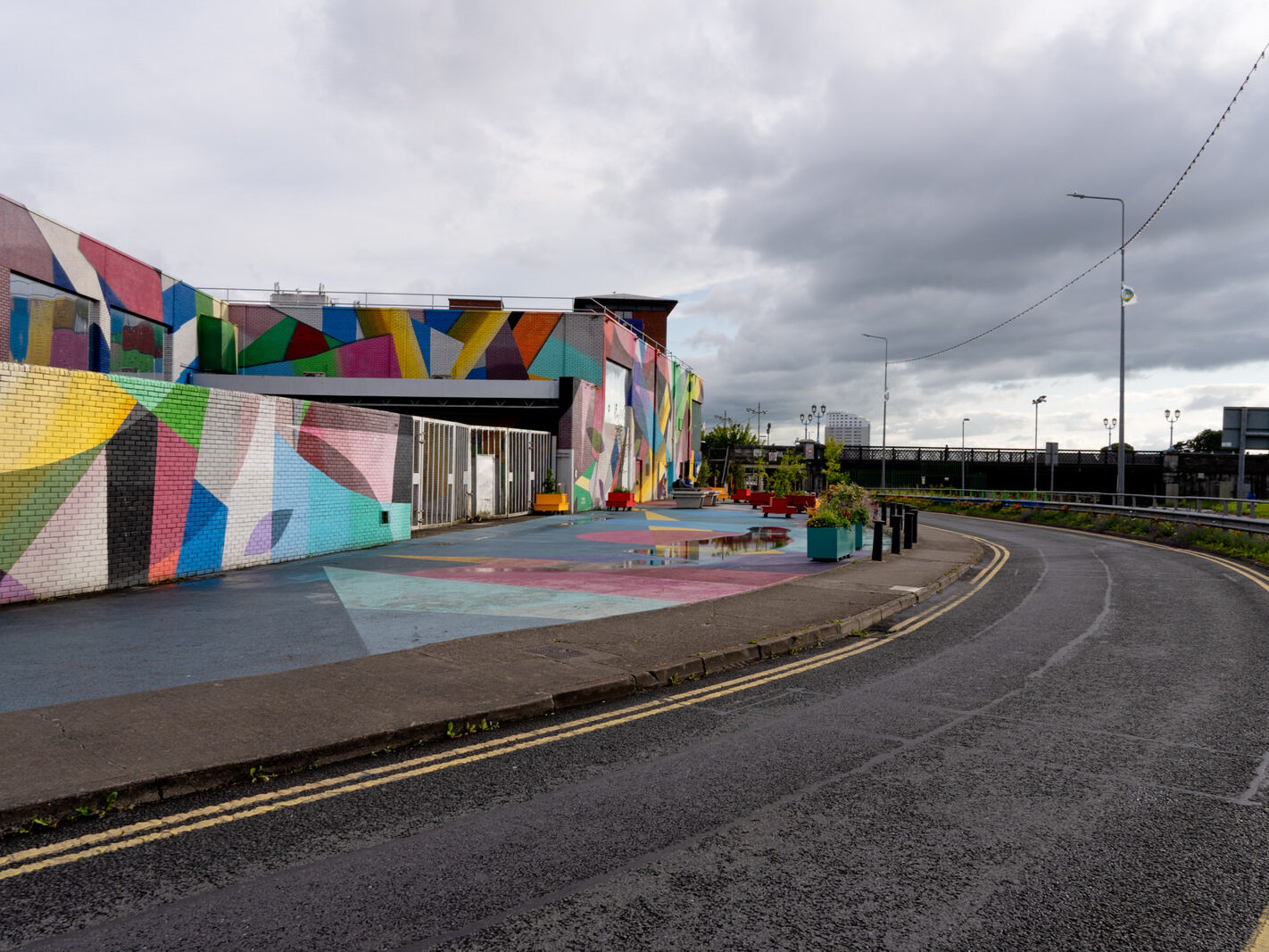 Overview of the Honan's Quay mural by Digo Diego, showcasing its organic forms and vibrant palette, designed to enhance and revitalise the city space