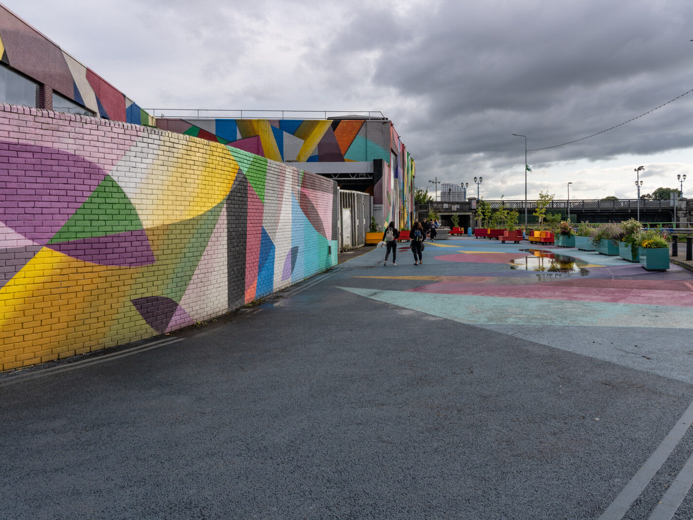 Overview of the Honan's Quay mural by Digo Diego, showcasing its organic forms and vibrant palette, designed to enhance and revitalise the city space