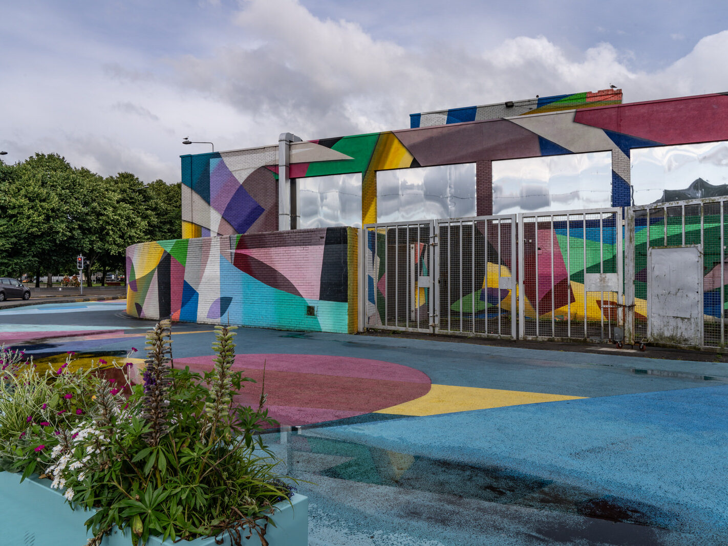 Overview of the Honan's Quay mural by Digo Diego, showcasing its organic forms and vibrant palette, designed to enhance and revitalise the city space