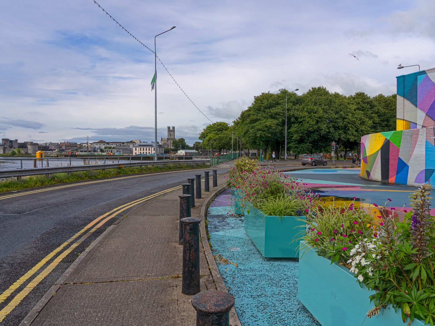 Overview of the Honan's Quay mural by Digo Diego, showcasing its organic forms and vibrant palette, designed to enhance and revitalise the city space