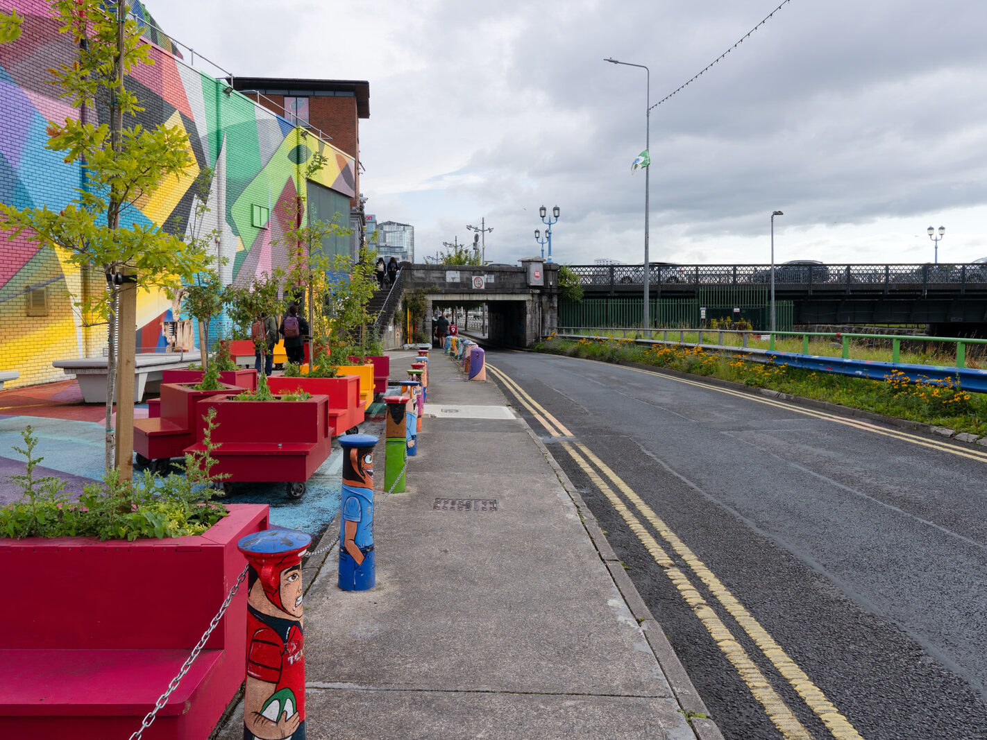 Overview of the Honan's Quay mural by Digo Diego, showcasing its organic forms and vibrant palette, designed to enhance and revitalise the city space
