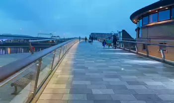 THE LAGAN WEIR AND PEDESTRIAN BRIDGE AT NIGHT [MAY 2017]-235579-1 THE LAGAN WEIR 003