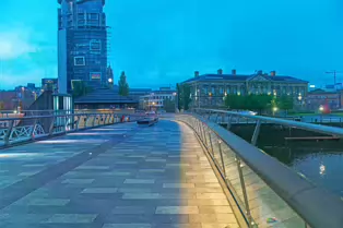THE LAGAN WEIR AND PEDESTRIAN BRIDGE AT NIGHT [MAY 2017]-235581-1 THE LAGAN WEIR 005