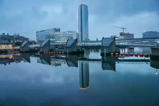 THE LAGAN WEIR AND PEDESTRIAN BRIDGE AT NIGHT [MAY 2017]-235585-1 THE LAGAN WEIR 009
