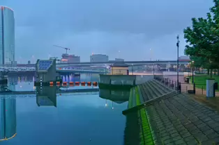 THE LAGAN WEIR AND PEDESTRIAN BRIDGE AT NIGHT [MAY 2017]-235586-1 THE LAGAN WEIR 010