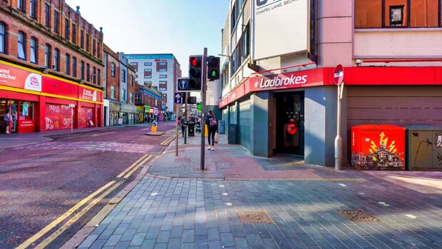 POUNDSTRETCHER The Poundstretcher store located at 56 Castle Street in Belfast, near the junction with Queen Street. The building...