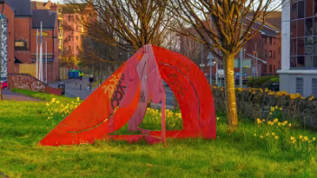 RED METAL SCULPTURE