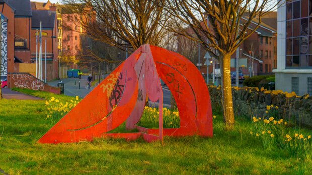 RED METAL SCULPTURE