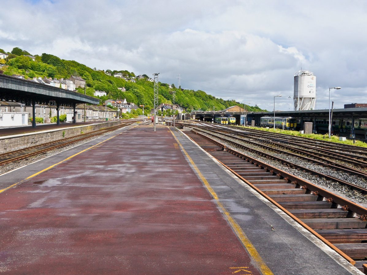CORK TO COBH SERVICE AT KENT TRAIN STATION [2 YEARS BEFORE THE STATION WAS BADLY DAMAGED BY A FREAK STORM] 002