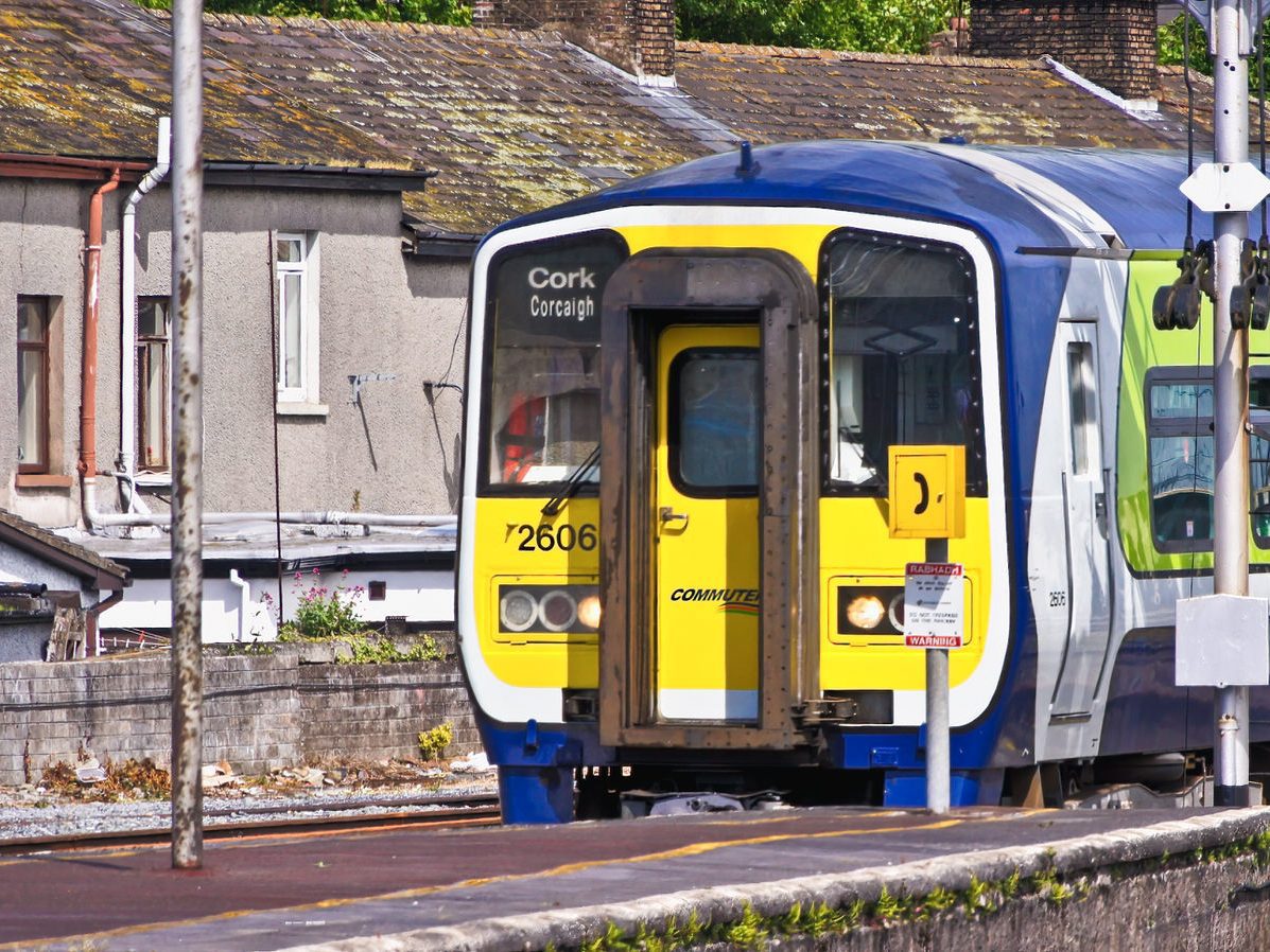 CORK TO COBH SERVICE AT KENT TRAIN STATION [2 YEARS BEFORE THE STATION WAS BADLY DAMAGED BY A FREAK STORM] 001