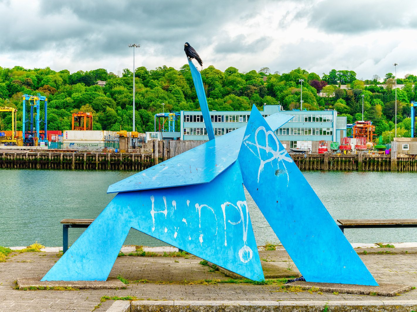 THEY ARE DIFFERENT IN BLACKROCK ON THE LEE [THEIR GENERIC RED METAL SCULPTURE IS BLUE] 001