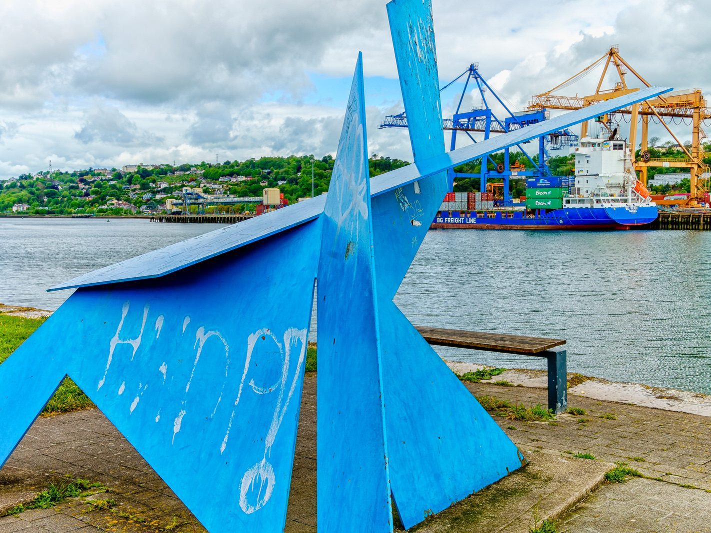 THEY ARE DIFFERENT IN BLACKROCK ON THE LEE [THEIR GENERIC RED METAL SCULPTURE IS BLUE] 004