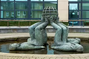 WHO MADE THE WORLD IS A SCULPTURE BY CLIODHNA CUSSEN [LOCATED NEAR THE HERBERT PARK HOTEL IN BALLSBRIDGE]-247284-1