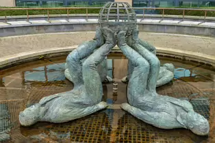 WHO MADE THE WORLD IS A SCULPTURE BY CLIODHNA CUSSEN [LOCATED NEAR THE HERBERT PARK HOTEL IN BALLSBRIDGE]-247287-1