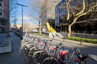 GEOMETRIC REFLECTIONS BY MICHAEL BULFIN [SCULPTURE AT MIESIAN PLAZA NEAR DUBLINBIKES DOCKING STATION 20]-248225-1