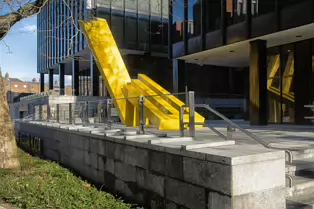 GEOMETRIC REFLECTIONS BY MICHAEL BULFIN [SCULPTURE AT MIESIAN PLAZA NEAR DUBLINBIKES DOCKING STATION 20]-248228-1