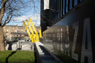 GEOMETRIC REFLECTIONS BY MICHAEL BULFIN [SCULPTURE AT MIESIAN PLAZA NEAR DUBLINBIKES DOCKING STATION 20]-248234-1
