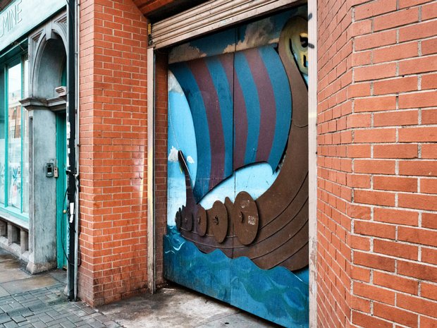 INTERESTING DOOR The large door next to 19 Lord Edward Street, featuring a bronze Viking longship, may be an entrance to the Home...