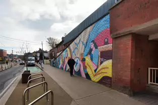 MURAL BY CLAIRE PROUVOST AT OLD UNUSED MOVING WALKWAY [ENTRANCE TO THE ORIGINAL SHOPPING CENTRE IN DUNDRUM]-246180-1