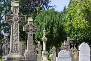 A LANDSCAPE ADORNED BY LARGE CELTIC CROSSES [GLASNEVIN CEMETERY MONDAY 7 JULY 2025]-253608-1