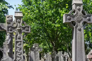 A LANDSCAPE ADORNED BY LARGE CELTIC CROSSES [GLASNEVIN CEMETERY MONDAY 7 JULY 2025]-253610-1