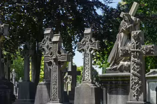 A LANDSCAPE ADORNED BY LARGE CELTIC CROSSES [GLASNEVIN CEMETERY MONDAY 7 JULY 2025]-253614-1
