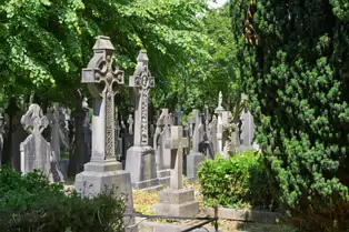 A LANDSCAPE ADORNED BY LARGE CELTIC CROSSES [GLASNEVIN CEMETERY MONDAY 7 JULY 2025]-253618-1