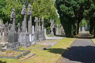 A LANDSCAPE ADORNED BY LARGE CELTIC CROSSES [GLASNEVIN CEMETERY MONDAY 7 JULY 2025]-253620-1