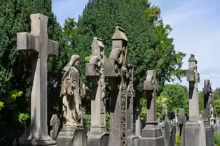 A LANDSCAPE ADORNED BY LARGE CELTIC CROSSES [GLASNEVIN CEMETERY MONDAY 7 JULY 2025]-253625-1
