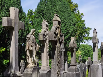 CELTIC CROSSES DOMINATE THE CEMETERY Glasnevin Cemetery is renowned for its striking number of large Celtic Crosses, which powerfully embody a fusion of...