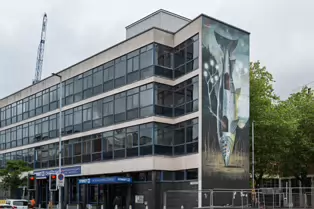 FLYING FIGURES SCULPTURE BY ELISABETH FRINK HAVE BEEN REPLACED BY THE SALMON OF KNOWLEDGE [BELFAST MAY 2025]-252033-1