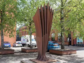 INDUSTRIAL HOMAGE IS A CORTEN STEEL SCULPTURE BY NED JACKSON SMYTH [BELFAST 2025]-251983-1