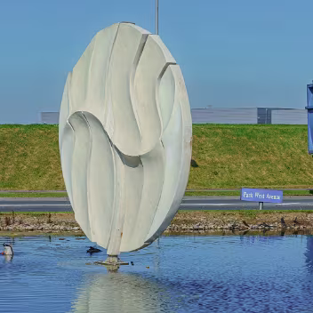 POISE BY ANGELA CONNER Evoking a sense of tranquility, 'Poise' is a captivating kinetic sculpture by renowned British artist Angela Conner.