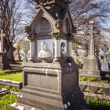 MEMORIAL TO THREE PRIESTS This memorial features a fascinating inscription! It commemorates three priests, likely brothers, with impressive...