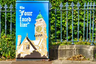 THE FOUR FACED LIAR AN EXAMPLE OF PAINT-A-BOX STREET ART [NORTH BELGRAVE SQUARE - CASTLEWOOD AVENUE - UPPER MOUNTPLEASANT AVENUE]-247501-1
