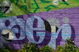 A LINEAR GALLERY OF STREET ART [ON FERRY WALK LEADING TO THE SHAKEY BRIDGE]-247701-1