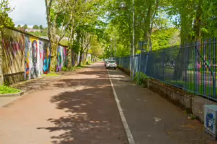 A LINEAR GALLERY OF STREET ART [ON FERRY WALK LEADING TO THE SHAKEY BRIDGE]-247714-1