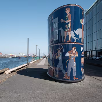 GASWORK BY JOHN KINDNESS On Dublin's Sir John Rogerson’s Quay, a striking piece of public art by John Kindness, officially titled "Gasworks"...
