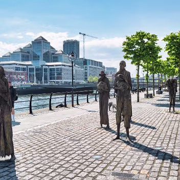 FAMINE MEMORIAL Created by Dublin sculptor Rowan Gillespie, the memorial features a series of emaciated figures, each conveying a...