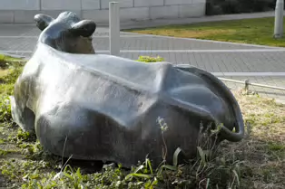 ENJOYING THE SUN IS A SCULPTURE OF A COW BY JACKIE McKENNA [TODAY I USED A SIGMA QUATTRO Dp3]-248969-1
